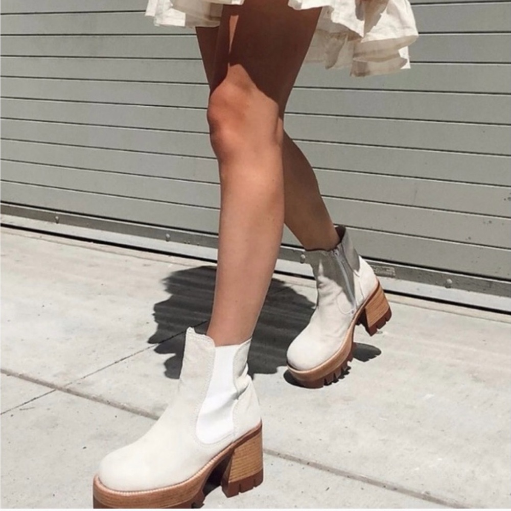 Free People X Jeffrey Campbell White Suede Ankle Boots